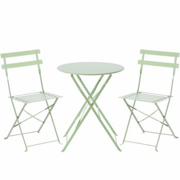 Mobilier de grădină pliabil Aldotrade Bea verde,set masă și 2 scaune