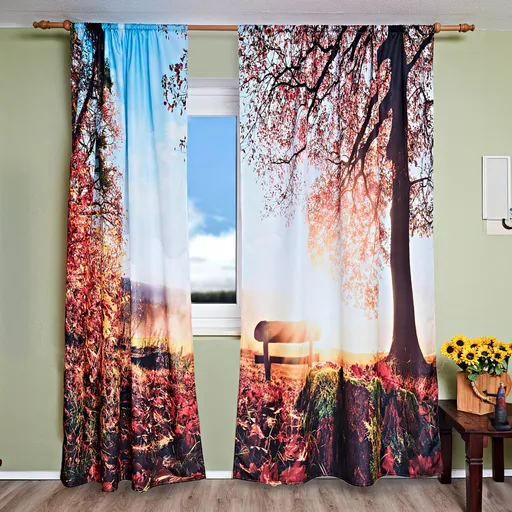 2 perdele Pădurea de toamnă