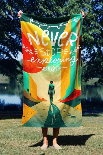 Prosop de plaja, L'essentiel Maison, Never Stop 90, 90x150 cm, Multicolor