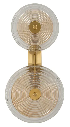 Aplica de perete Venice, Mauro Ferretti, 2 x E14, 40W, 25x10x52 cm, sticla/fier, auriu/natural/maro