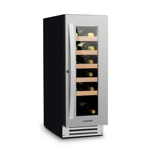 Klarstein Vinovilla frigder pentru vin de 50 L / 20 sticle, ușă din sticlă, oțel inoxidabil.