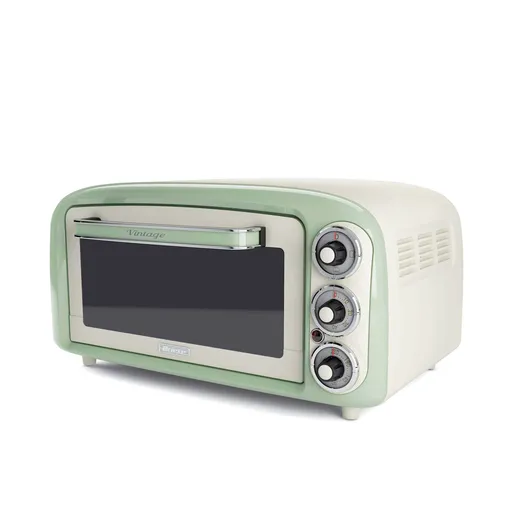 Cuptor electric Ariete VINTAGE 0979/04, 1380 W, 18 L, 3 moduri, Pana la 230°C, Geam dublu, Timer, Alb/Verde
