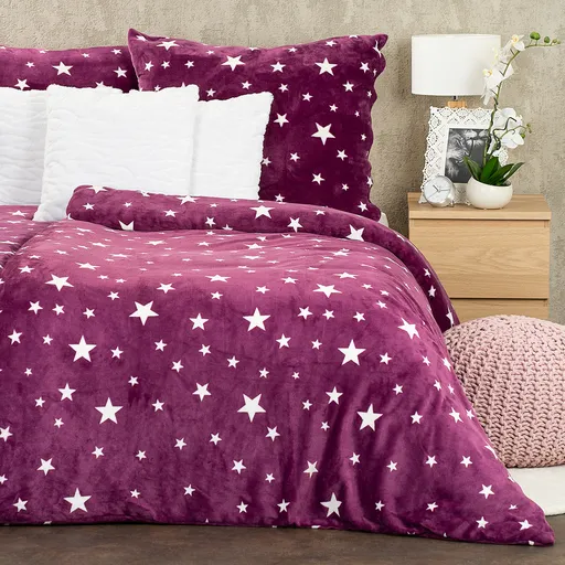 Lenjerie de pat din microflanel 4Home Stars violet, 140 x 200 cm, 70 x 90 cm