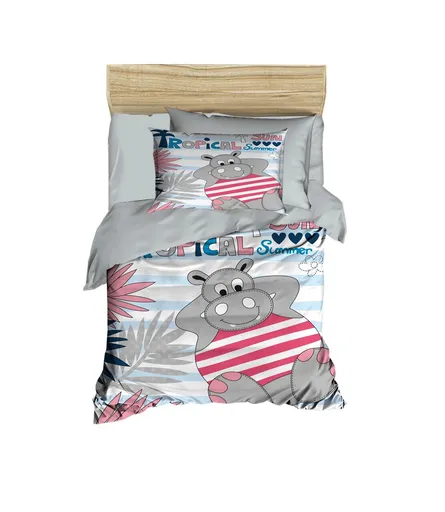Lenjerie de pat pentru copii, L'essentiel Maison, PH124, Gri / Alb / Roșu