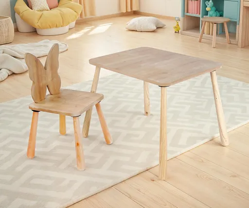 Set masa si scaun pentru copii, Hanah Home, BLTYZ-AKTV062, Stejar