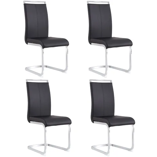 Set de 4 scaune de sufragerie cantilever, Negru | Aosom Romania
