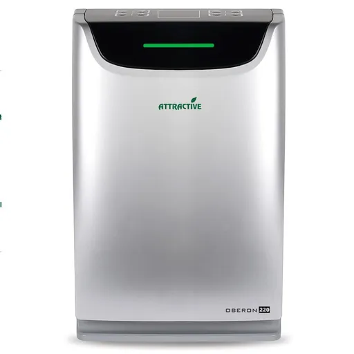 Purificator si umidificator de aer Oberon 220 HYBRID, 65 W, Pana la 40 m², 220 m³/h, 3 viteze, Ionizator, Timer, Sleep Mode, Argintiu