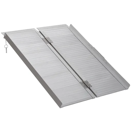 HOMCOM, Rampă de scaun cu rotile, antiderapantă, pliabilă, din aluminiu, cu borduri, încărcare maximă 270 kg, 91 x 74 cm | Aosom Romania