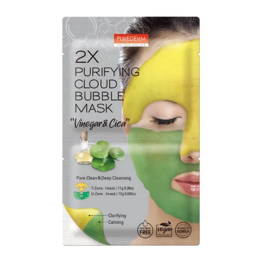 Mască pt față - 2x cloud bubble mask yellow-green 11g+12g - Purederm