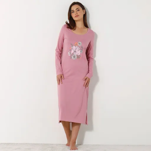 Set de 2 cămăși de noapte cu mâneci lungi, cu imprimeu floral