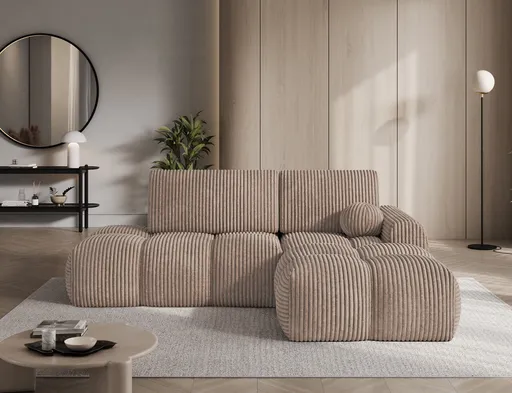 Coltar extensibil dreapta 3 locuri ELTAP, Vittario, 227x170x95 cm, lemn/poliester, maro