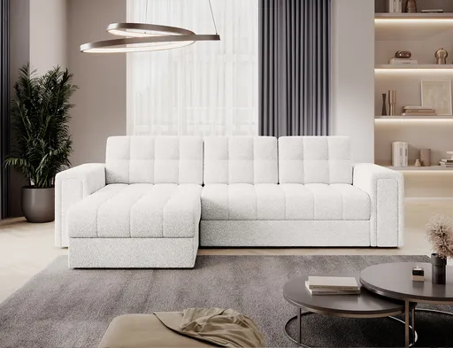 Coltar extensibil reversibil 3 locuri ELTAP, Blenvi, 260x150x82 cm, lemn/poliester, alb