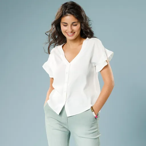 Bluză de culoare solidă, pentru siluetă mică