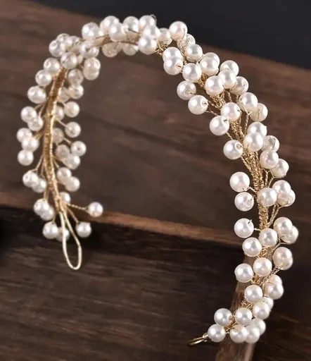 Diadema Mireasa cu Perle, Flexibila - 16217086