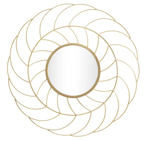Oglinda decorativa Sunflower, Mauro Ferretti, Ø 88 cm, fier/oglinda, auriu