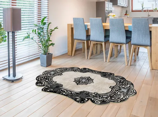 Covor, Eugene V3, 80x150 cm, Alb/Negru