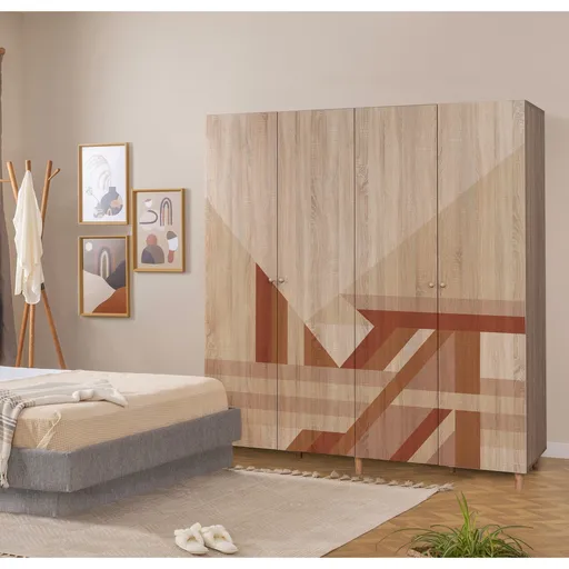 Dulap pentru haine, Hanah Home, Loni 4 -910, 180x192x52 cm, Sonomo