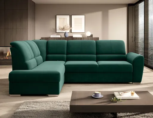 Coltar extensibil stanga 3 locuri ELTAP, LT-35LU, Siber, 270x186x93 cm, lemn/poliester, verde inchis
