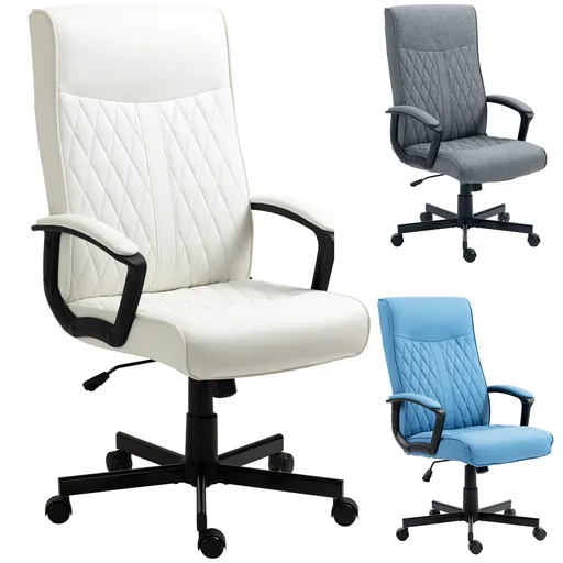 Vinsetto Scaun de Birou cu Spătar Înalt Înălțime Ajustabilă și Funcție de Înclinare 65x65x102-112,5 cm Crem | Aosom Romania