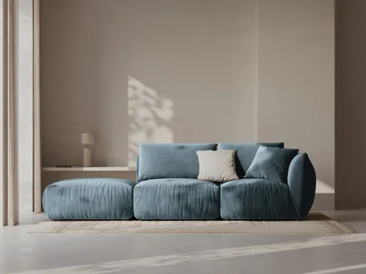 Canapea modulara 3 locuri cotiera stanga, Chris-184, Micadoni Home, 315x100x80 cm, catifea, albastru pastel