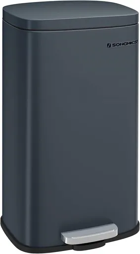 Cos de gunoi cu pedala 30L, Songmics, 35x23.8x63 cm, otel/plastic, gri