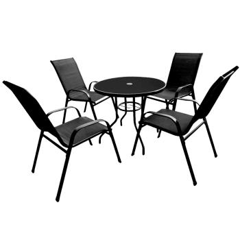 Aldotrade Set mobilier de grădină LUKO, negru, 5buc