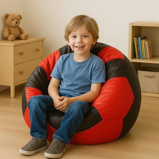Bean Bag, Atelier del Sofa, 535PFT1238, Piele ecologica, Roșu/Negru