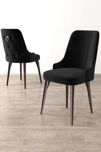 Set scaune 4 piese, Hanah Home, Newa, Negru/Maro