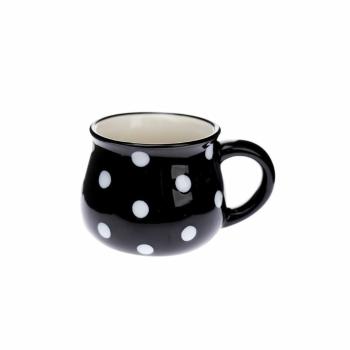 Cană din ceramică Dots 75 ml,  negru