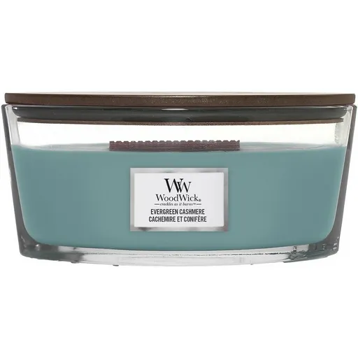 Lumânare parfumată WoodWick Evergreen Cashmere, 453 g
