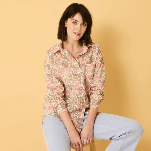 Cămașă oversize cu flori imprimate