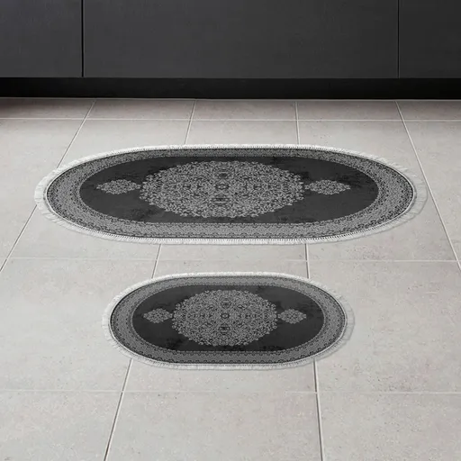 Set covorase de baie, L'essentiel Maison, 410602, Alb/Negru