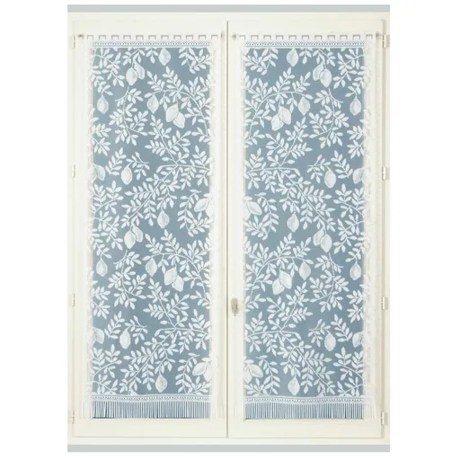 1 pereche de perdele drepte din dantelă cu motive de lămâie