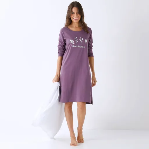 Cămașă de noapte cu mânecă scurtă și imprimeu floral