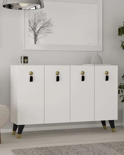 Consola, Hanah Home, 8179KM-32, 120x80x29.6 cm, PAL , Alb/Auriu