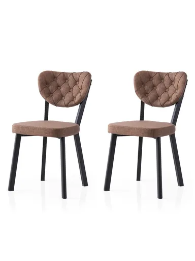 Set scaune 2 piese, Hanah Home, Enzo, Negru/Maro