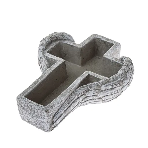 Decorațiune funerară Ghiveci de beton Cruce, 21,5 x 6,5 x 17,5 cm