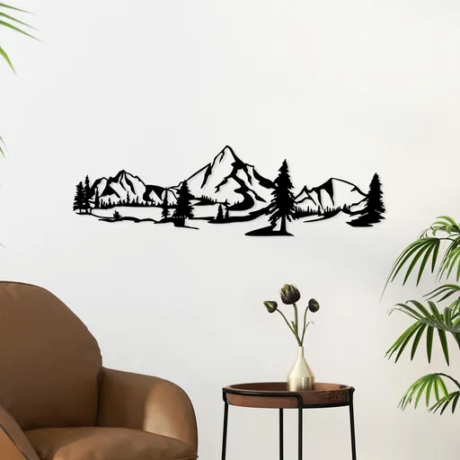 Decoratiune de perete, Landscape 4, Dimensiune: 20 x 70 cm, Negru