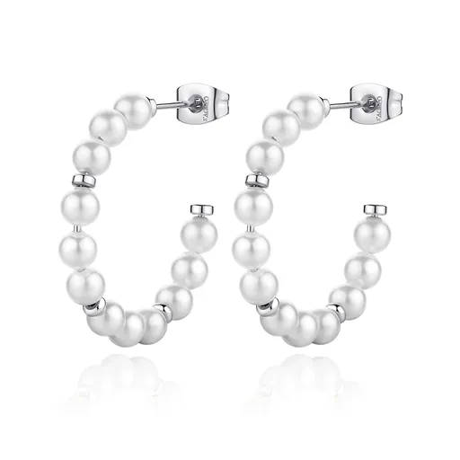 S'Agapõ Cercuri deschise din oțel cu perle Wisdom SWI25
