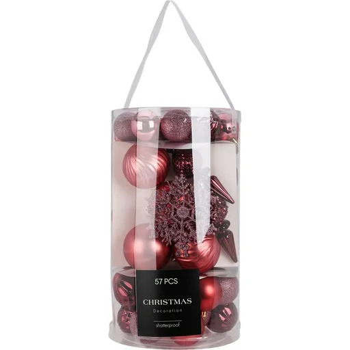 Set de decorațiuni de Crăciun Cristal roz, 57 buc, roz