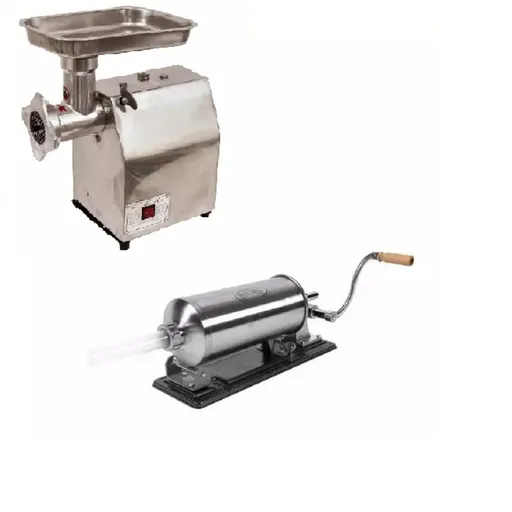 Pachet Masina Tocat Carne Profesionala Inox, 800W, 100 Kg/h + Carnatar Orizontal, Inox, 3 Kg, 4 palnii
