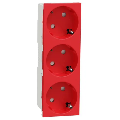 3xPriza modulara 2P+E, fara surub Schneider Noua Unica NU307603, rosu