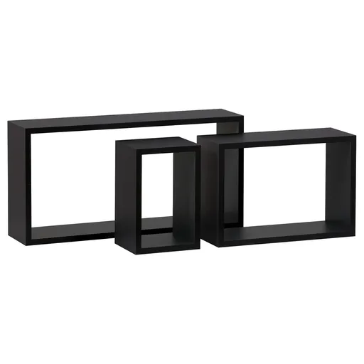 Set etajere de perete P-009, negru mat, 3 buc., negru