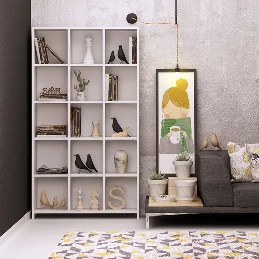 Corp biblioteca, Hanah Home, Pritone, 90x160x25 cm, Alb