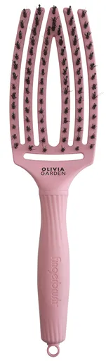 Perie Profesionala Curbata Din Par De Mistret si Nailon Olivia Garden Fingerbrush BoarNylon ThinkPink 2024 Soft Pink