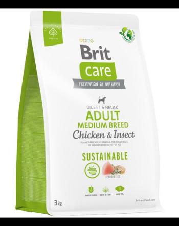 BRIT Care Sustainable Adult Medium Breed 3 kg Hrana caini adulti talie medie, cu pui si insecte