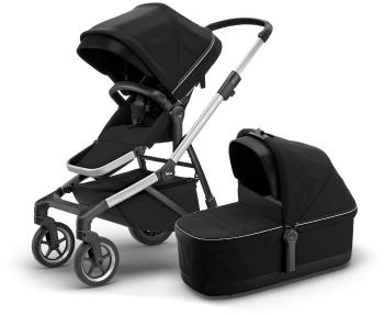 Babakocsi Thule Sleek + Bassinet Midnight Black on Aluminum