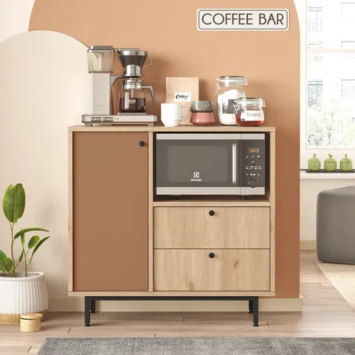 Dulap multifunctional, Hanah Home, RE1-SK, 88x85x35.5 cm, Stejar / Tigla Roșu