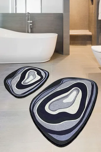 Set covorase de baie, L'essentiel Maison, Piedra, Poliester, Gri / Violet / Liliac