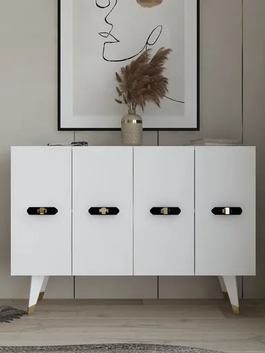 Consola, Hanah Home, Quart V, 120x80x29.6 cm, Aur/Alb